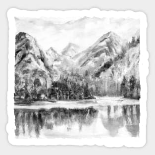 Mountain Lake Black & White Sticker